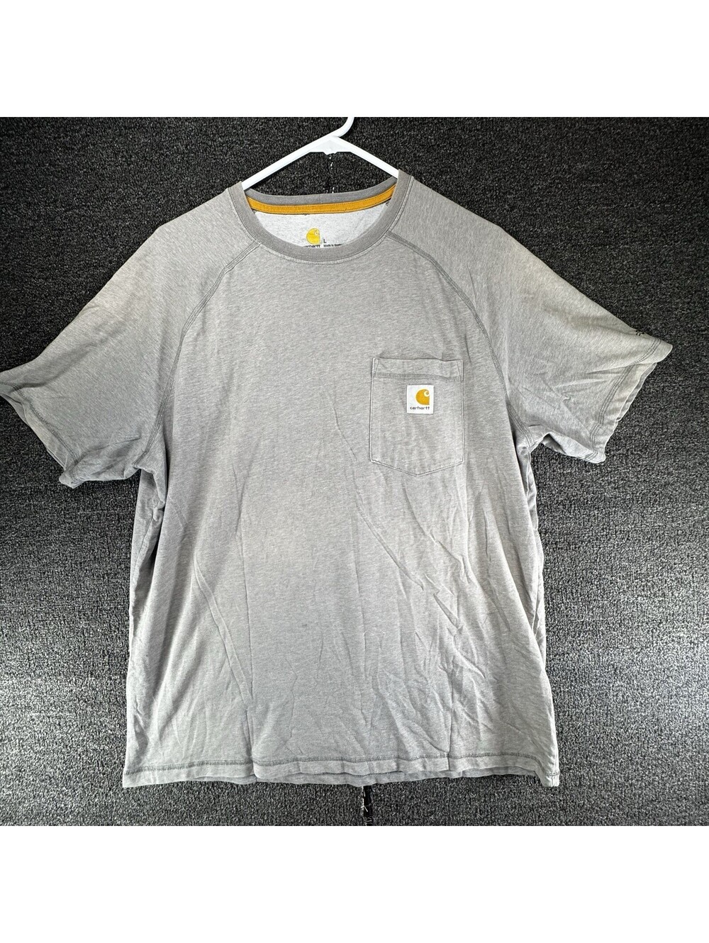 Carhartt Short-Sleeve Pocket T-Shirt (Heather Grey, Relaxed Fit, Size Large)